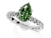 Solitaire Engagement Ring Setting for Fancy Green Pear-Shaped Center with Large Accents and Prong Head in Platinum