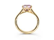 Solitaire Engagement Ring Setting for Fancy Pink Asscher Cut Center with Cathedral Band and Prong Head in Yellow Gold