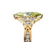 Cluster Engagement Ring Setting for Fancy Yellow Marquise Center with Bezel Accent Clusters and Prong Head in Yellow Gold