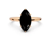 Hidden Halo Engagement Ring Setting for Fancy Black Marquise Center with Thin Rounded Band and Prong Head in Rose Gold