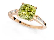 Solitaire Engagement Ring Setting for Fancy Yellow Cushion Cut Center with Channel Accents and Prong Head in Rose Gold
