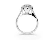 Halo Engagement Ring Setting for Heart-Shaped Center with Square Band and Prong Head in White Gold