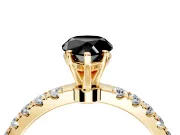 Open Basket Engagement Ring Setting for Fancy Black Pear-Shaped Center with Pave Band and Prong Head in Yellow Gold