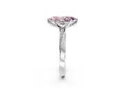 Side Accent Engagement Ring Setting for Fancy Pink Marquise Center with Accent Shoulders and Prong Head in White Gold