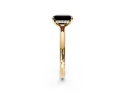 Hidden Halo Engagement Ring Setting for Fancy Black Emerald Cut Center with Thin Rounded Band and Prong Head in Yellow Gold
