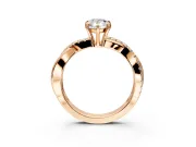 Crossover Engagement Ring Setting for Pear-Shaped Center with Pave and Plain Strands and Prong Head in Rose Gold