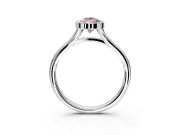 Solitaire Engagement Ring Setting for Fancy Pink Pear-Shaped Center with V Split Shank and Bezel Head in Platinum