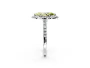 Halo Engagement Ring Setting for Fancy Yellow Marquise Center with Narrowing Pave Band and Prong Head in Platinum