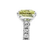 Solitaire Engagement Ring Setting for Fancy Yellow Radiant Cut Center with Single Row Accent Band and Prong Head in Platinum