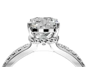 Solitaire Engagement Ring Setting for Cushion Cut Center with Raised Channel Band and Prong Head in Platinum