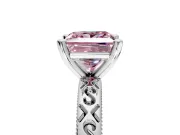 Solitaire Engagement Ring Setting for Fancy Pink Princess Cut Center with Scrollwork Band and Prong Head in White Gold