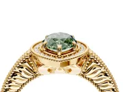 Milgrain Halo Engagement Ring Setting for Fancy Green Marquise Center with Pave Band and Prong Head in Yellow Gold