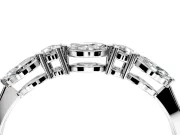Marquise and Round Cut Lab-Grown Diamond 5 Stone Half Eternity Wedding Band with Prong Setting in Sterling Silver