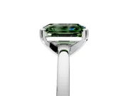 Solitaire Engagement Ring Setting for Fancy Green Emerald Cut Center with Basket Rail and Prong Head in Platinum