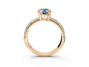 Solitaire Engagement Ring Setting for Fancy Blue Oval Center with Multi-Row Pave Accents and Basket Head in Rose Gold