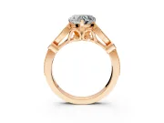 Solitaire Engagement Ring Setting for Heart-Shaped Center with Marquise and Bezel Accents and Prong Head in Rose Gold