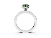Solitaire Engagement Ring Setting for Fancy Green Round Cut Center with Channel Baguette Band and Prong Head in White Gold