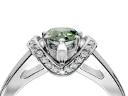 Solitaire Engagement Ring Setting for Fancy Green Pear-Shaped Center with Wide Band, Pave Collar and Prong Head in Platinum