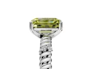 Rope Engagement Ring Setting for Fancy Yellow Emerald Cut Center with Accent Shoulders and Prong Head in White Gold