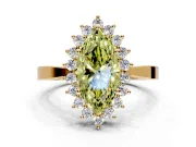 Starburst Halo Engagement Ring Setting for Fancy Yellow Marquise Center with Flat Cathedral Band and Prong Head in Yellow Gold