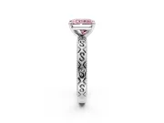 Solitaire Engagement Ring Setting for Fancy Pink Radiant Cut Center with Scrollwork Band and Prong Head in Platinum