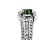 Solitaire Engagement Ring Setting for Fancy Green Round Cut Center with Accented Split Shank and Prong Head in Platinum