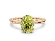 Solitaire Engagement Ring Setting for Fancy Yellow Oval Center with Bamboo Band and Prong Head in Rose Gold