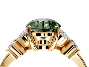 Floral Engagement Ring Setting for Fancy Green Round Cut Center with Marquise Cluster Shoulders and Prong Head in Yellow Gold