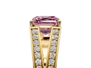 Split Shank Engagement Ring Setting for Fancy Pink Asscher Cut Center with Pave Split Shank and Prong Head in Yellow Gold