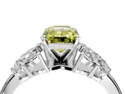 Leaf Cluster Engagement Ring Setting for Fancy Yellow Emerald Cut Center with Marquise Accents and Prong Head in Sterling Silver