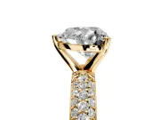Solitaire Engagement Ring Setting for Heart-Shaped Center with Domed Multi-Row Pave Band and Prong Head in Yellow Gold