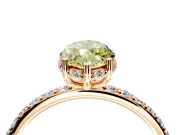 Hidden Halo Engagement Ring Setting for Fancy Yellow Marquise Center with Pave Band and Prong Head in Rose Gold
