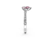 Solitaire Engagement Ring Setting for Fancy Pink Pear-Shaped Center with Round Cut Pave Band and Prong Head in Sterling Silver