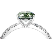 Solitaire Engagement Ring Setting for Fancy Green Oval Center with Large Accent Band and Prong Head in Platinum