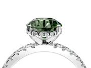 Solitaire Engagement Ring Setting for Fancy Green Round Cut Center with Band of Accents and Prong Head in Platinum