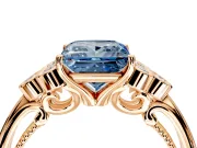 Cluster Engagement Ring Setting for Fancy Blue Princess Cut Center with Bezel Accent Clusters and Prong Head in Rose Gold