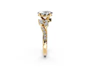 Solitaire Engagement Ring Setting for Oval Center with Marquise Accent Twist Band and Prong Head in Yellow Gold