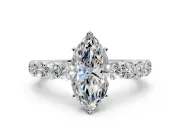 Shared-Prong Engagement Ring Setting for Marquise Center with Graduated Accents and Prong Head in Platinum