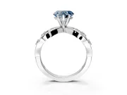 Solitaire Engagement Ring Setting for Fancy Blue Heart-Shaped Center with Criss-Cross Accent Band and Prong Head in White Gold
