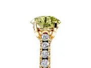 Solitaire Engagement Ring Setting for Fancy Yellow Round Cut Center with Partway Pave Band and Prong Head in Yellow Gold