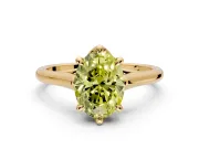 Solitaire Engagement Ring Setting for Fancy Yellow Oval Center with Cathedral Band and Prong Head in Yellow Gold