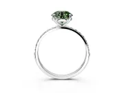 Solitaire Engagement Ring Setting for Fancy Green Round Cut Center with Pave Accents and Prong Head in Platinum