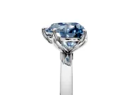 Solitaire Engagement Ring Setting for Fancy Blue Heart-Shaped Center with Thin Rounded Plain Band and Prong Head in White Gold