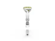 Solitaire Engagement Ring Setting for Fancy Yellow Radiant Cut Center with Carved Leaf Shoulders and Prong Head in Platinum
