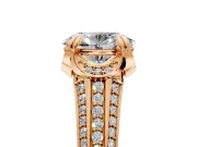 Solitaire Engagement Ring Setting for Oval Center with Accented Split Shank and Prong Head in Rose Gold