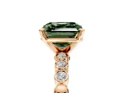 Solitaire Engagement Ring Setting for Fancy Green Asscher Cut Center with Bezel-Dot Beaded Band and Prong Head in Rose Gold