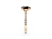 Solitaire Engagement Ring Setting for Fancy Black Pear-Shaped Center with Pave Accents and Prong Head in Rose Gold