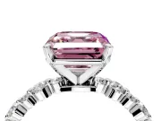 Solitaire Engagement Ring Setting for Fancy Pink Asscher Cut Center with Alternating Size Accents and Prong Head in Sterling Silver