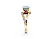 Solitaire Engagement Ring Setting for Fancy Blue Princess Cut Center with Pave Bypass Swirl Band and Prong Head in Yellow Gold