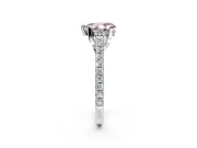 Solitaire Engagement Ring Setting for Fancy Pink Pear-Shaped Center with Widening Pave Band and Claw Prong Head in White Gold